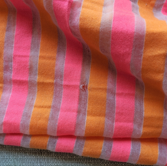 Oversized neon orange/pink striped scarf/wrap - Picture 4 of 5